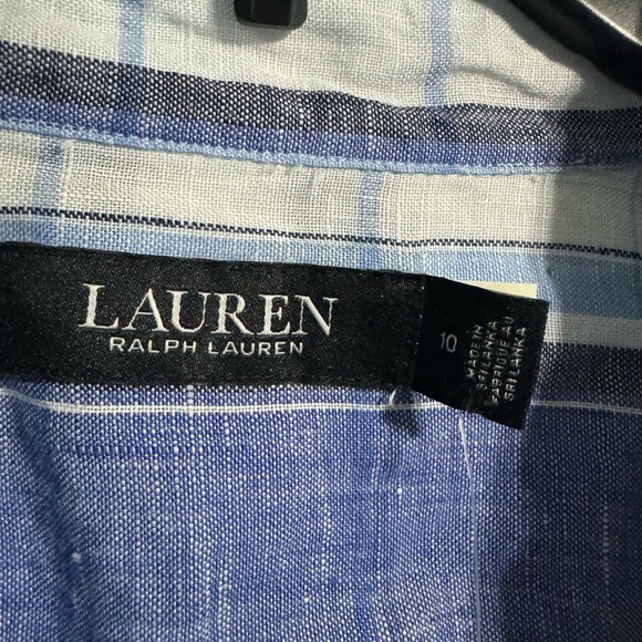NWT Lauren Ralph Lauren  Floral & Plaid Linen Shirtdress Size 10 - Picture 3 of 10